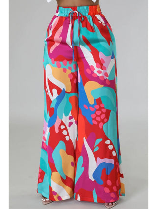 Floral Printed Pocket Wide Leg Pants