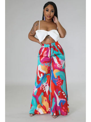 Floral Printed Pocket Wide Leg Pants