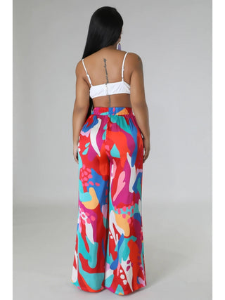 Floral Printed Pocket Wide Leg Pants