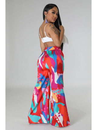 Floral Printed Pocket Wide Leg Pants