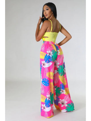 Floral Printed Pocket Wide Leg Pants