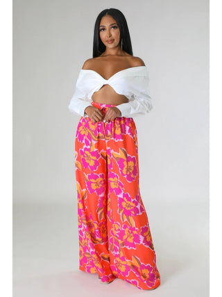 Floral Printed Pocket Wide Leg Pants