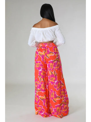 Floral Printed Pocket Wide Leg Pants