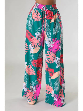 Floral Printed Pocket Wide Leg Pants