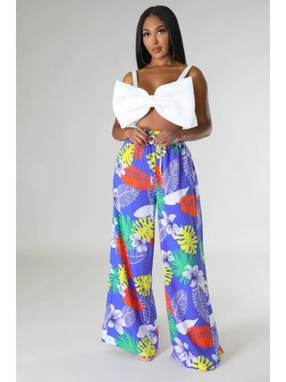 Floral Printed Pocket Wide Leg Pants