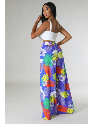 Floral Printed Pocket Wide Leg Pants