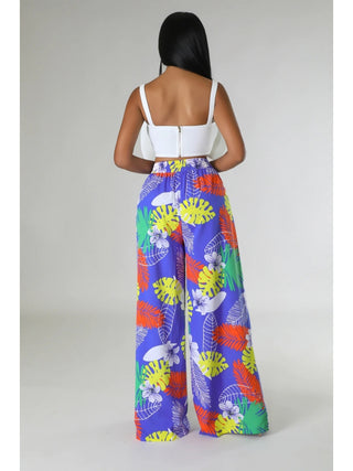 Floral Printed Pocket Wide Leg Pants