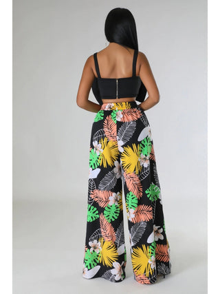 Floral Printed Pocket Wide Leg Pants