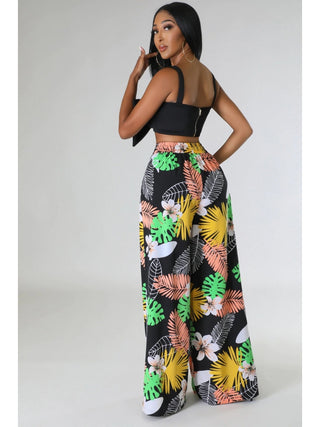 Floral Printed Pocket Wide Leg Pants