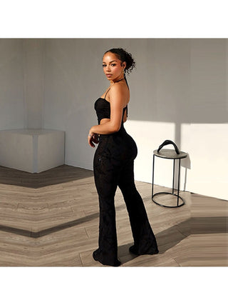 Tie-wrap Halter Neck Knitting Jumpsuits