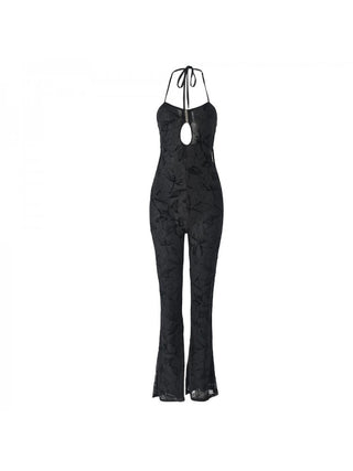 Tie-wrap Halter Neck Knitting Jumpsuits