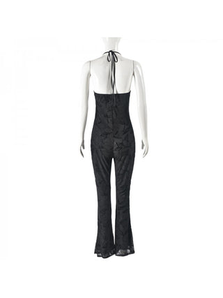 Tie-wrap Halter Neck Knitting Jumpsuits