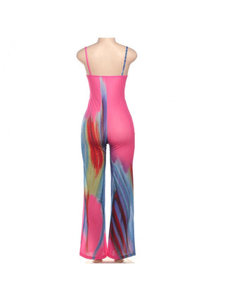 Colorblock Hollow Out Sleeveless Jumpsuits