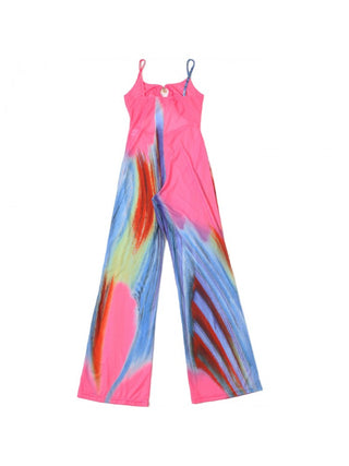 Colorblock Hollow Out Sleeveless Jumpsuits