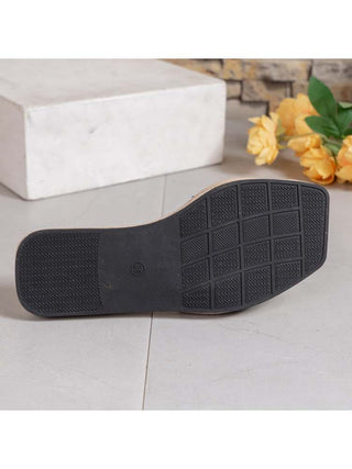 Metal Chain Solid Color Flat Heel Slippers