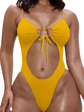 Solid Color Square Neck Fitted One-Pieces