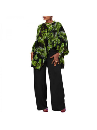 Print Lantern Sleeve Loose Pant Sets