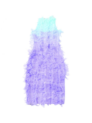 Gradient Colorblock Fringe Sleeveless Dress