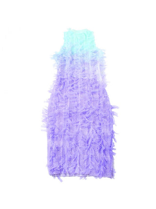 Gradient Colorblock Fringe Sleeveless Dress