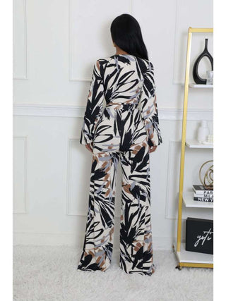 V Neck Colorblock Tie-wrap Wide Leg Jumpsuits