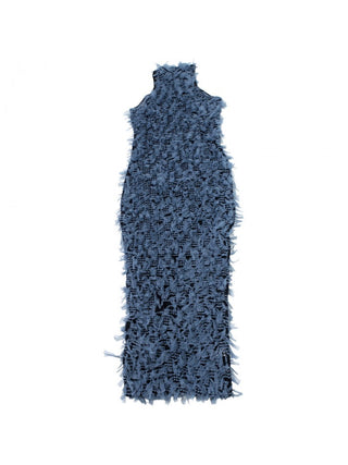 Fringe Patchwork Fitted Sleeveless Maxi Dress