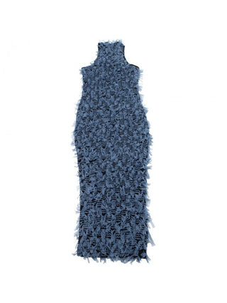 Fringe Patchwork Fitted Sleeveless Maxi Dress