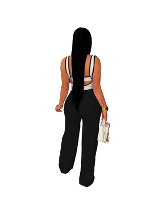 Colorblock Backless High Rise Sleeveless Jumpsuits