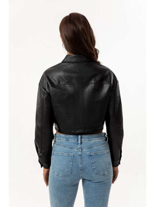 Long Sleeve Single Breasted Fine Leather Jacket