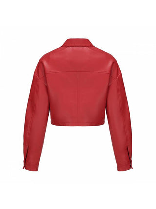 Long Sleeve Single Breasted Fine Leather Jacket