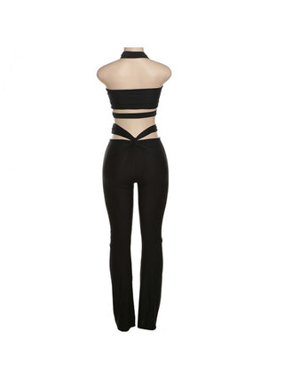 Halter Hollow-out Backless Pant Sets