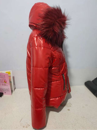 Patchwork Fur Hooded Zipper Down Coats