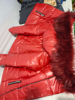 Patchwork Fur Hooded Zipper Down Coats