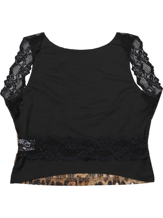 Leopard Sequin Lace Backless Tanks