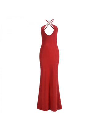 Metal Decor Hollow-out Sleeveless Maxi Dress