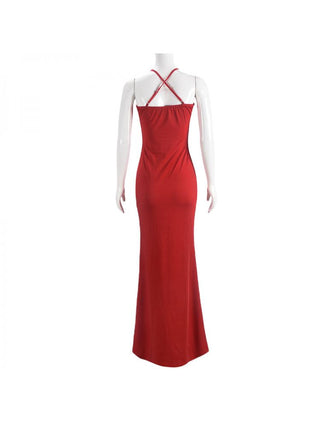 Metal Decor Hollow-out Sleeveless Maxi Dress