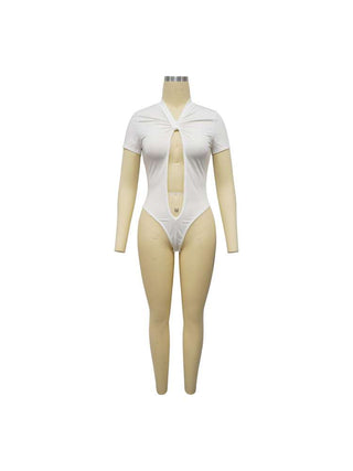 Knot Hollow-out Bodysuits Ruched Skirt Sets