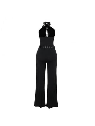 Sexy Backless Hollow Out Lace Up Halter Jumpsuits