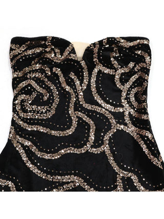 Sequin Strapless V Neck Fitted Maxi Dress