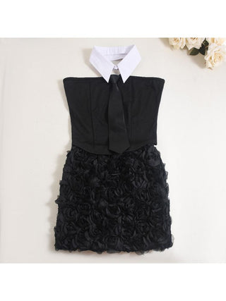 Sexy Black 3D Flowers 2pcs Skirt Sets