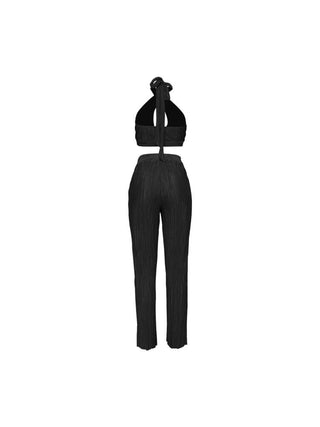 Tie-wrap Halter Backless Cropped Pant Sets