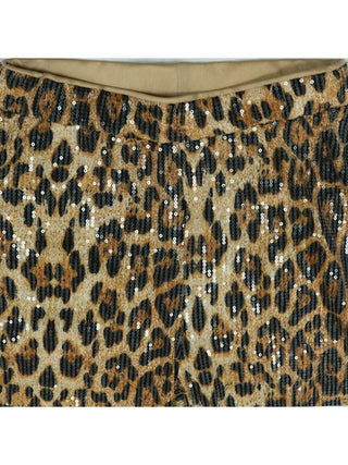 Sexy Leopard Sequins Fur Patchwork Sleeveless 2pcs Pant Sets