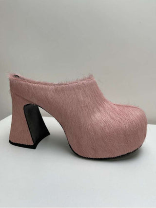 Chunky Platforms Heels Mules Fur Slippers