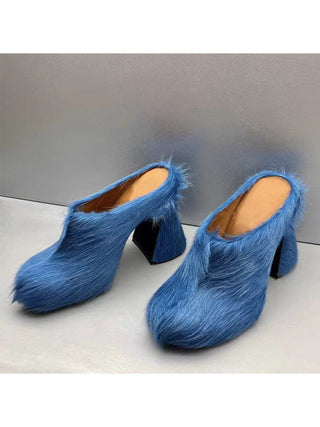 Chunky Platforms Heels Mules Fur Slippers