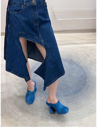 Chunky Platforms Heels Mules Fur Slippers