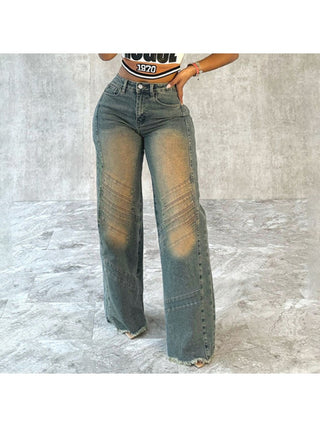 Vintage Distressed Denim Straight Jeans