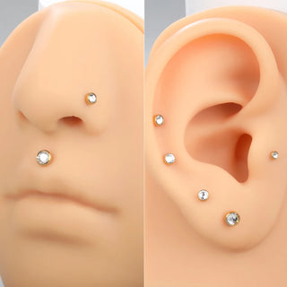 G23 Titanium Internally Threaded Labret Lip Monroe Rings 16G Earrings Stud CZ Gem Ear Cartilage Tragus Piercing Body Jewelry
