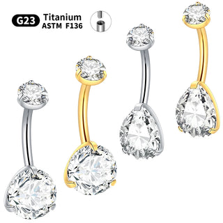 Gold Color CZ  Titanium Navel Nail Piercings Round Heart Drop Zircon Belly Button Rings Piercing Ombligo Women Jewelry