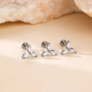 ASTM F136 Titanium 16G Square &Round CZ Labret Medusa Monroe Piercing Helix Cartilage Conch Tragus Lobe Stud Earring Jewelry