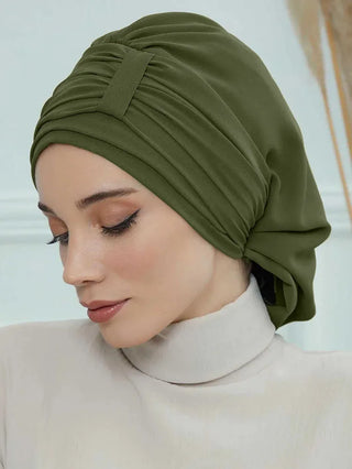 Muslim Instant Turban Pure Color Stretch Inner Hat Hijabs For Caps Ready To Wear Women Head Scarf Under Bonnet