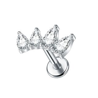 Titanium 16G Ear Cartilage Piercing Marquise CZ Flower Helix Conch Flat Back Rook Tragus Labret Lip Piercings Body Jewelry